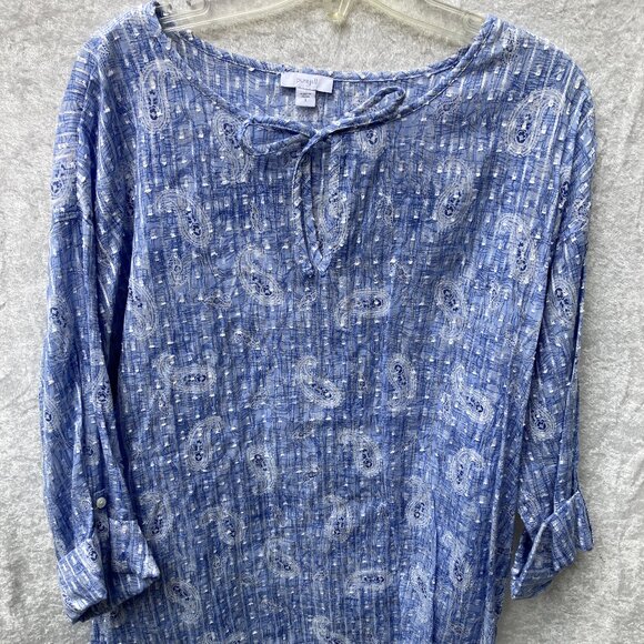 Jjill cotton/poly blue summer blouse size small - Picture 5 of 5